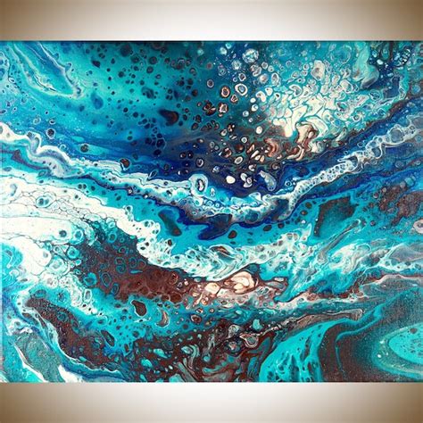 Acrylic Pour Fluid Art Fluid Painting Blue Turquoise Teal