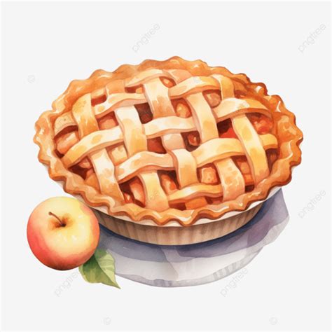 Pastel De Manzana Acuarela Clipart Ai Generado PNG Dibujos Manzana