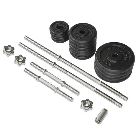 Viavito 50kg Black Cast Iron Barbell And Dumbbell Weight Set