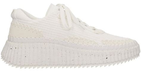 Chloé Nama Sneakers In White Leather And Fabric | Lyst