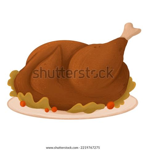 Baked Chicken Clip Art Thanksgiving Dinner Stock Illustration ...