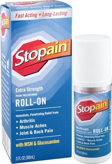 Stopain Extra Strength Pain Relief Roll-On 3 Ounce Relief for Muscle ...