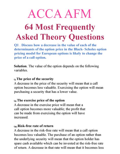 AFM Theoritical Questions ACCA AFM 64 Most Frequently Asked Theory