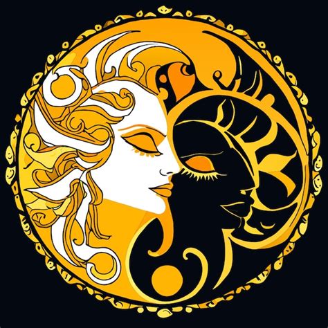 sun  moon artistically vector illustration premium ai generated vector