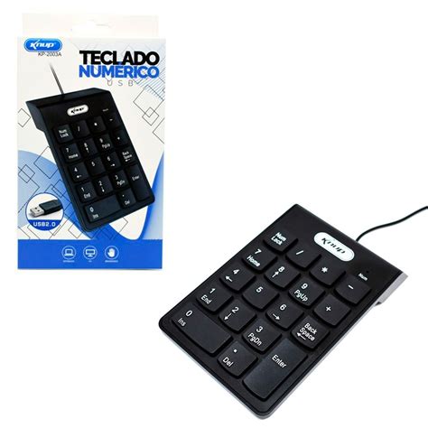 Teclado Numérico Fio USB 2 0 Knup 18 Teclas Plug and Play Preto