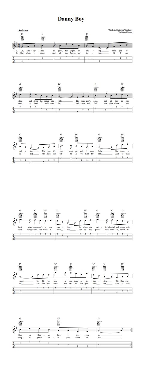 Danny Boy: Chords, Sheet Music, and Tab for Banjo with Lyrics