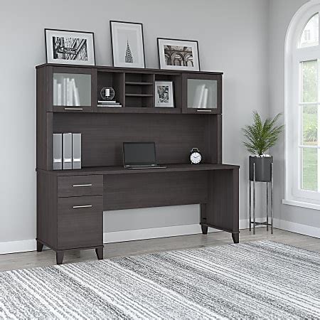 Bush Furniture Somerset W Office Desk With Hutch Storm Gray Standard