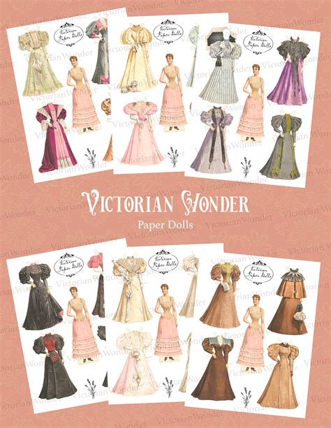 Antique Victorian Paper Doll Printable multiple Wardrobes Instant ...