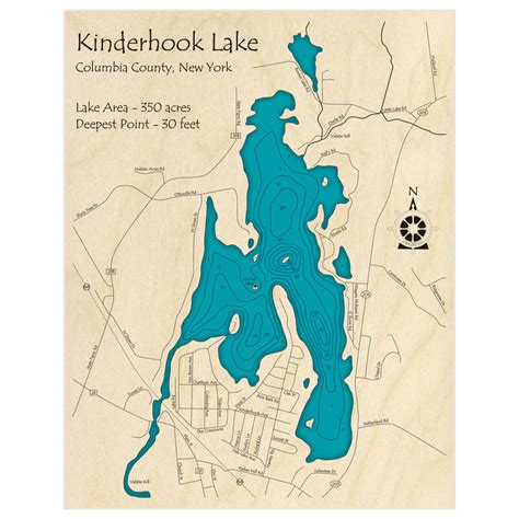 Kinderhook Lake 3D Custom Wood Map – Lake Art LLC