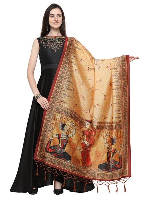 Shop Online Multi Colour Art Silk Digital Print Designer Dupatta 123514