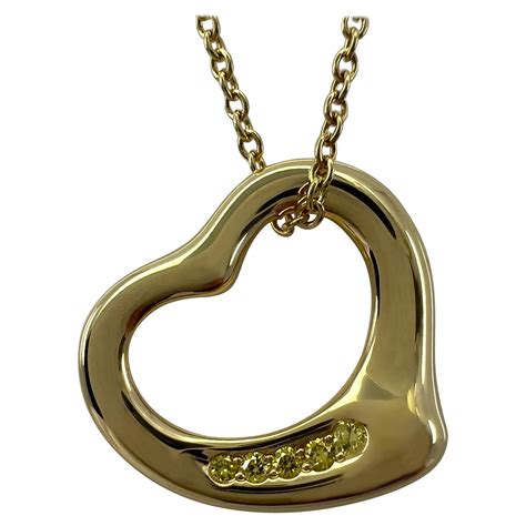 Tiffany And Co Elsa Peretti Open Heart Diamond Pendant In 18k Gold 0