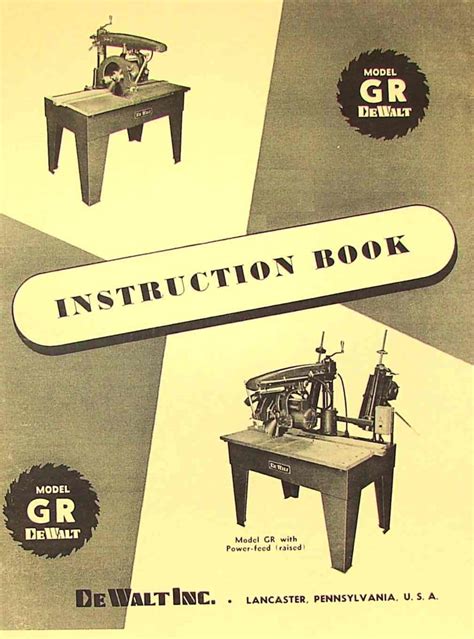 DEWALT GR Radial Arm Saw Instructions Manual | Ozark Tool Manuals & Books