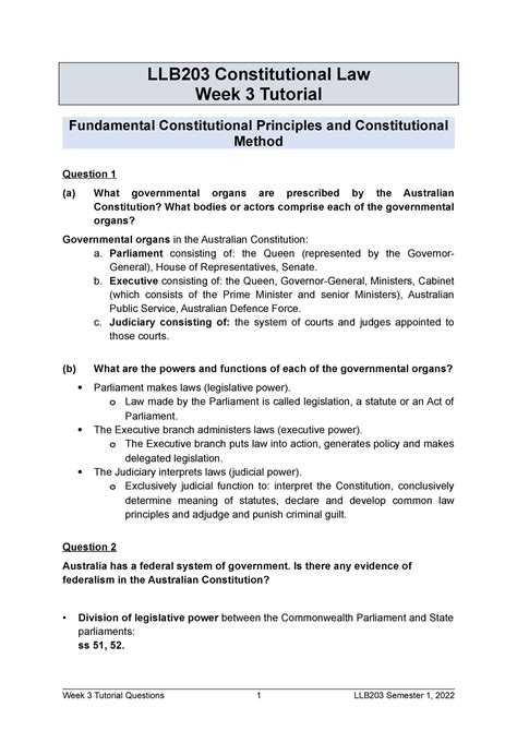 Week 3 Fundamental Constitutional Principles Llb203 Constitutional