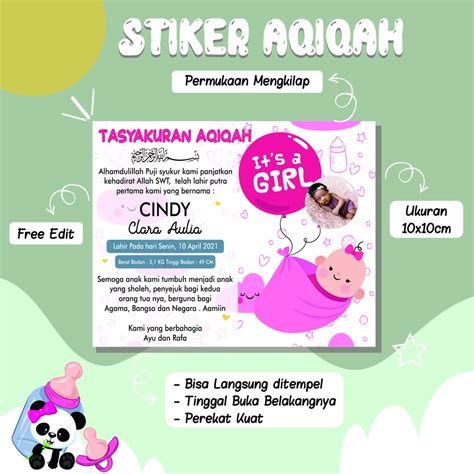 Jual Sticker Syukuran Aqiqah Kelahiran Sticker Tempel Shopee