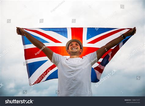 Man Holding Proudly British Flag Patriot Stock Photo 1188671977 | Shutterstock