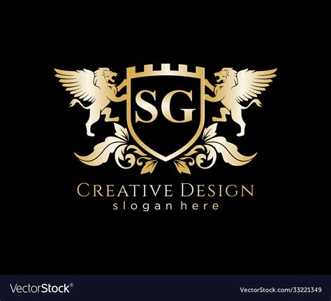 Sg letter initial with lion royal logo template Vector Image