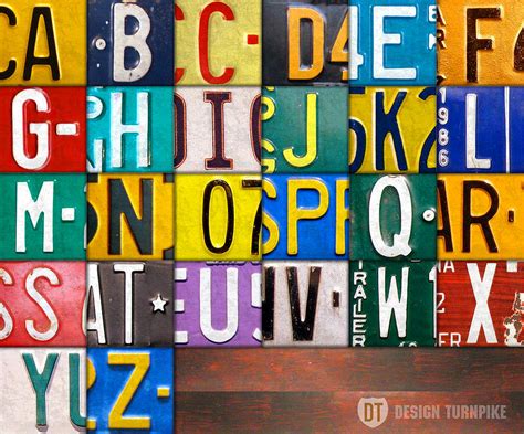 Alphabet License Plate Letters Artwork Mixed Media By Design Turnpike