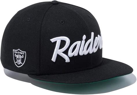 Amazon.co.jp: New Era 9Fifty Raiders Cursive Logo Black 12492796 Cap ...