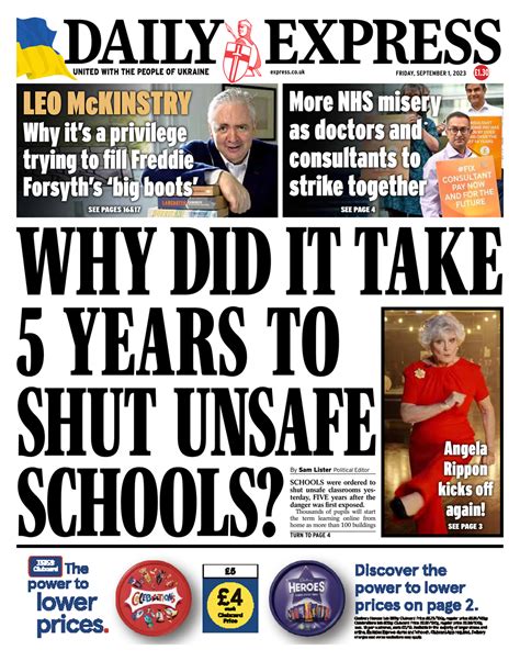 Daily Express Front Page 1st Of September 2023 Tomorrows Papers Today