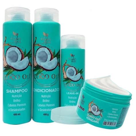 Kit COCO OIL HABITO COSMETIOS Shampoo Condicionador Máscara