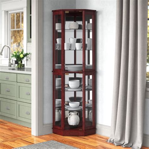 Coaster Solid Wood Glass Corner China Curio Cabinet Cherry Finish Cabinets Matttroy