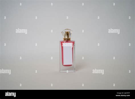 Red Perfume bottle and cap for branding isolated on white background ...