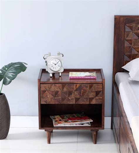 Buy Basel Sheesham Wood Bedside Table In Scratch Resistant Provincial