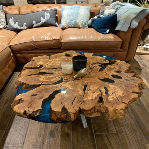 Live Edge Coffee Table With Epoxy By Ironscustomwood Wescover Tables