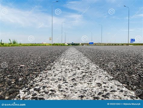 Solid White Line on Asphalt Road Closeup Stock Image - Image of paint ...