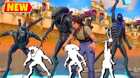 Fortnite Alien Xenomorph And Ellen Ripley Skins Doing All Built In