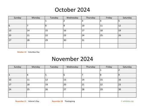 October 2024 November 2024 Calendar Printable Pdf Lexie Opalina