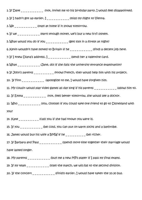 Practice Worksheets Conditional Statements