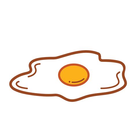 Cooked Sunny Side Up Egg Telur Mata Sapi Colored Vector Icon