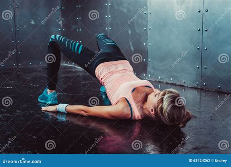 Bridge Pose Sporty Woman Doing Fitness Workout Stock Photo Image Of