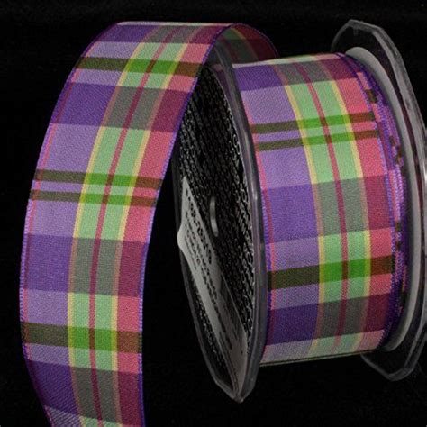 The Ribbon People Burgundy Red Purple And Green Plaid Pattern Wired