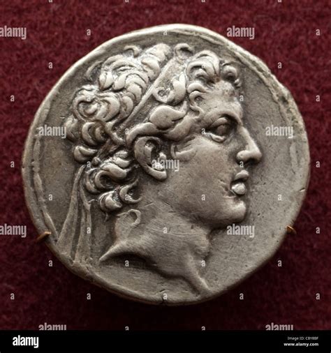 Ancient Greek coin depicting Roman emperor Antiochus IV Epiphanes Stock ...