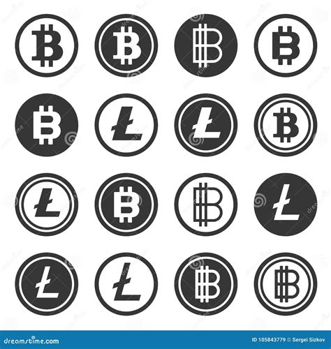 Iconos Crypto De La Moneda De Bitcoin Y De Litecoin Fijados Vector