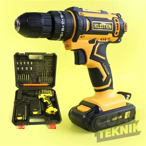 Kleiten Cordless Impact Drill V Bor Baterai Tembok Set Bor Kayu Besi