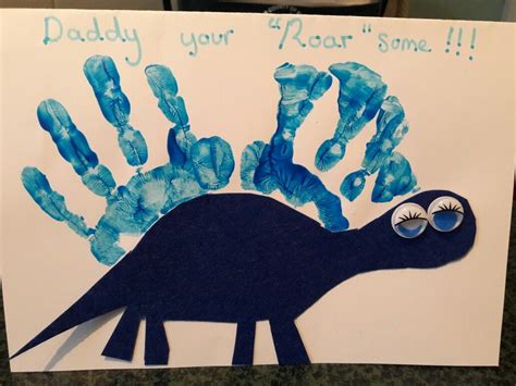 Handprint Dinosaur Card Fathers Day Dinosaur Card Handprint