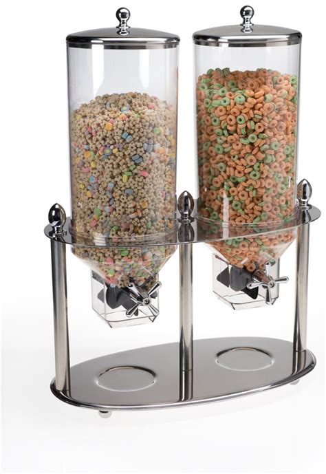 Double Dry Food Dispenser For Countertop 52 Gallons Total Portion