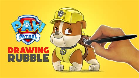 How To Draw Rubble Paw Patrol Drawing Video For Kids Youtube