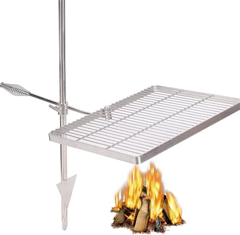 Lineslife Stainless Swivel Campfire Grill Grate, Heavy Duty Fire Pit ...