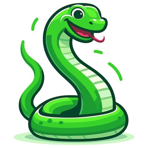 Ilustra O Vetorial De Cobra De Desenho Animado Isolada Em Fundo Branco