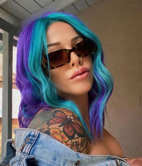 40 Crazy Hair Colour Ideas To Try In 2022 Blue Teal And Purple Lob