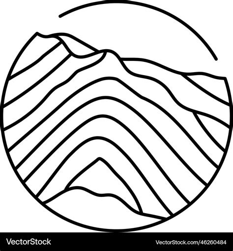 Camping Mountain Landscape Line Icon Royalty Free Vector