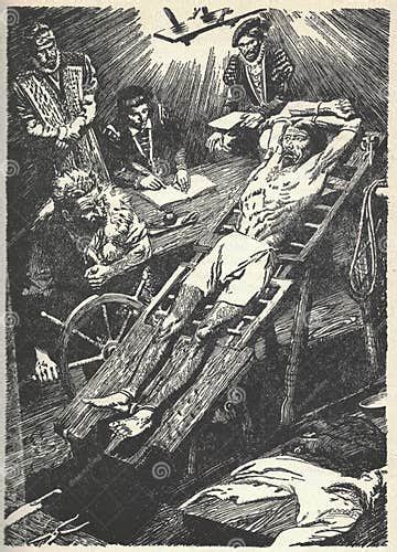 Medieval Torture Chamber Stretching The Body By Torture Illustration