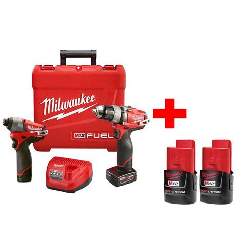 Milwaukee M12 12 Volt Lithium Ion 3 8 In Cordless Drill Driver Hackzall Combo Kit 2493 22 The