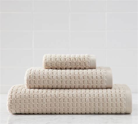 Flax Organic Terry Waffle Bath Towel Pottery Barn Havenly