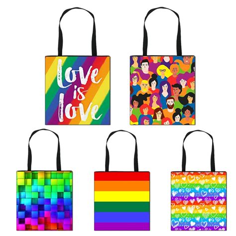 Love Is Love Rainbow Shoulder Bag Lgbt Causal Totes Lesbian Gay Handbag