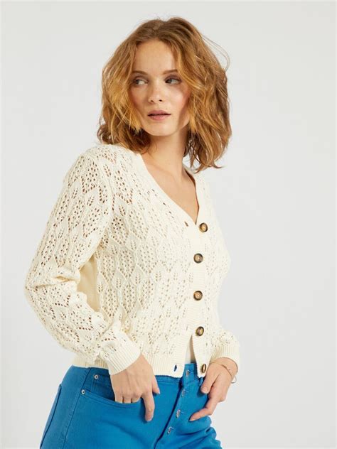 Gilet En Maille Crochet Blanc Kiabi 7 20